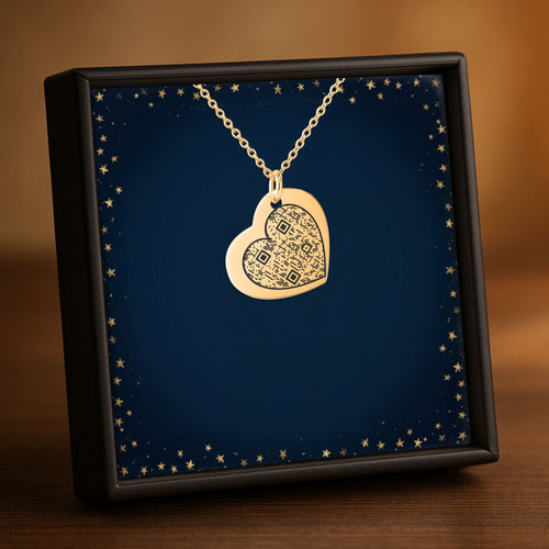 Collier cœur gravé d'un QR code personnalisé – Notre Histoire