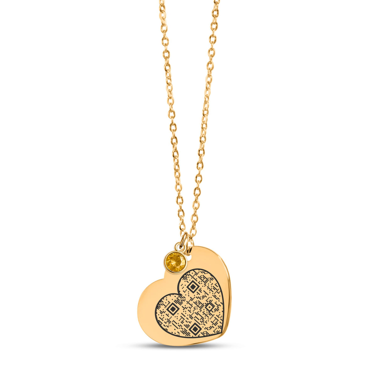 Collier cœur avec pierre de naissance gravé, idée cadeau Saint-Valentin ou anniversaire