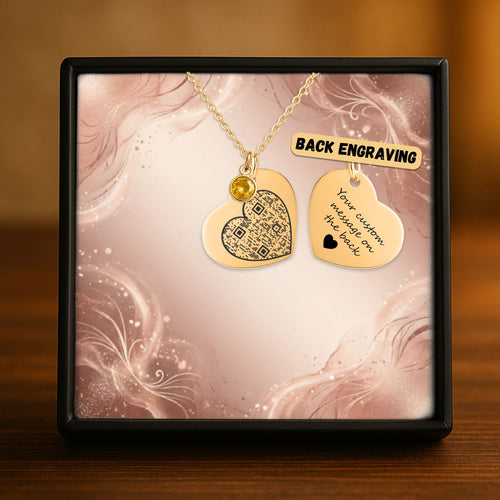 Collier cœur avec pierre de naissance QR code, cadeau personnalisé pour couple