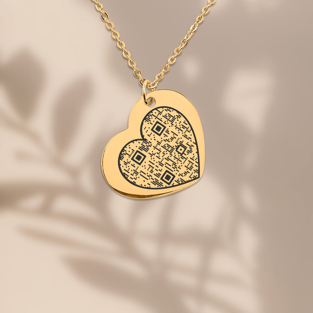 Collier cœur QR code gravé au laser
