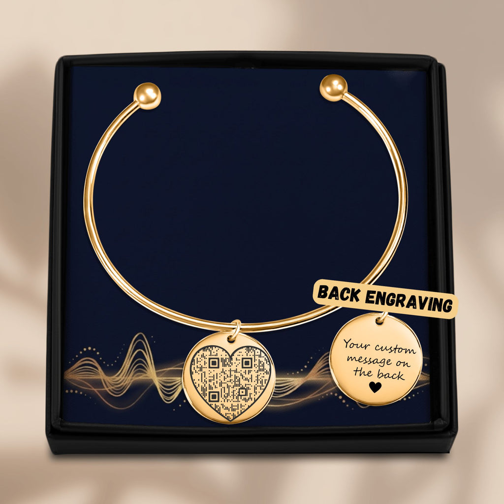 Bracelet jonc QR code, cadeau personnalisé pour couple