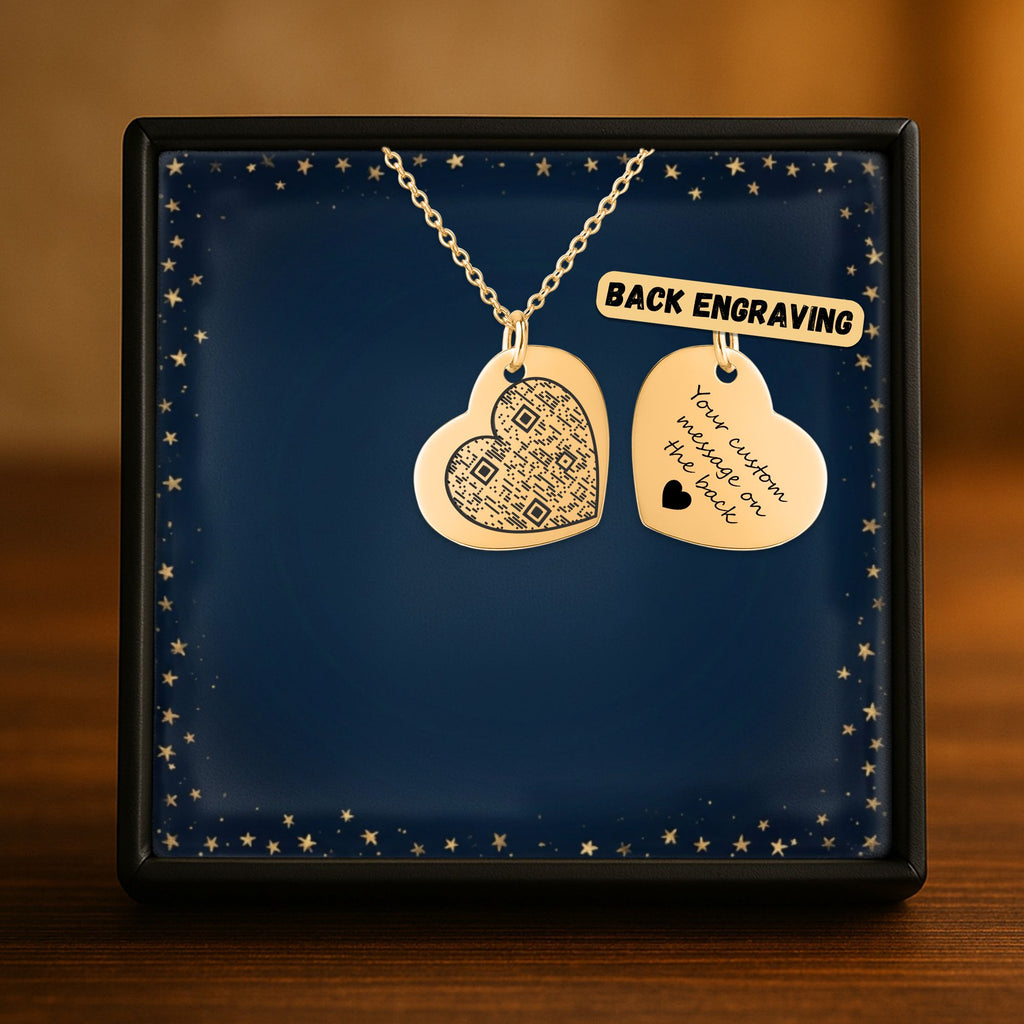 Collier cœur QR code, cadeau personnalisé pour couple
