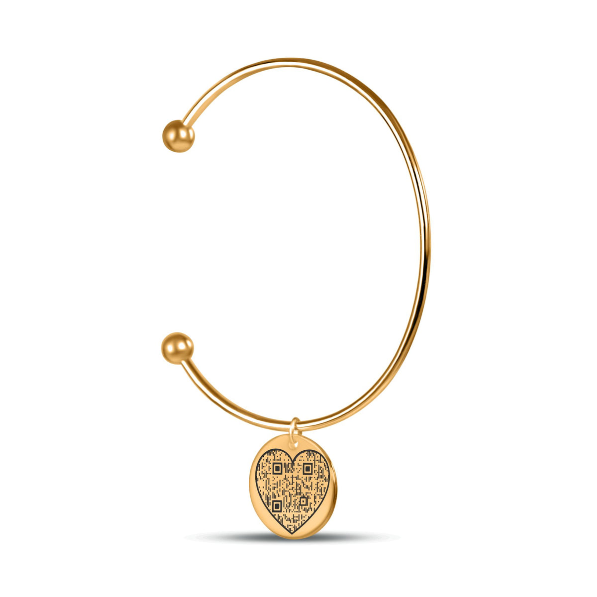 Bracelet jonc en acier inoxydable gravé d'un QR code