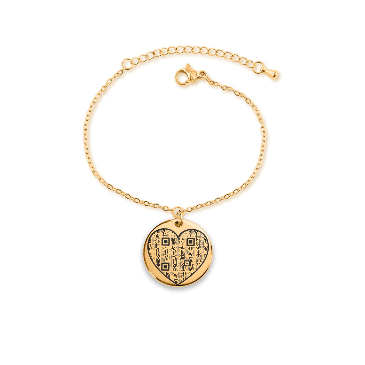 Bracelet médaille gravé : le QR code ouvre votre site d'amour